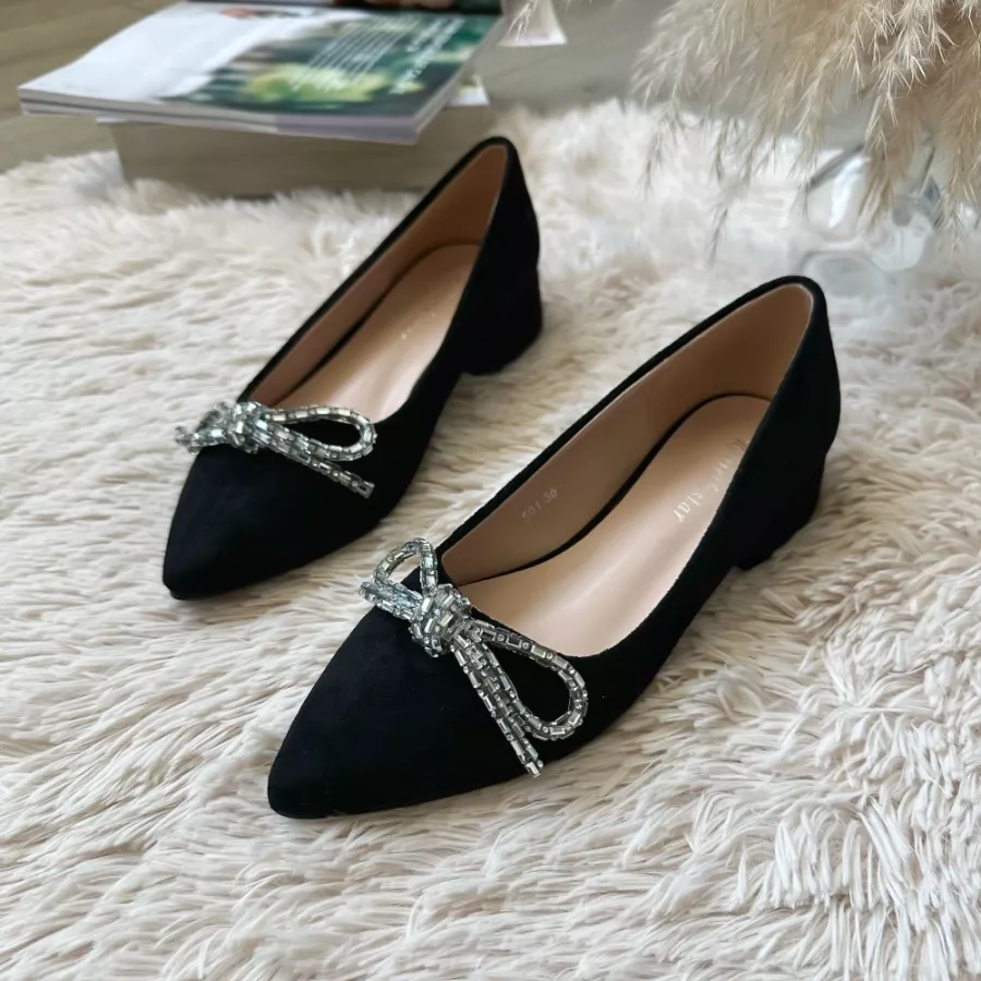 deHaine - Pantofi Dama Bow - negru