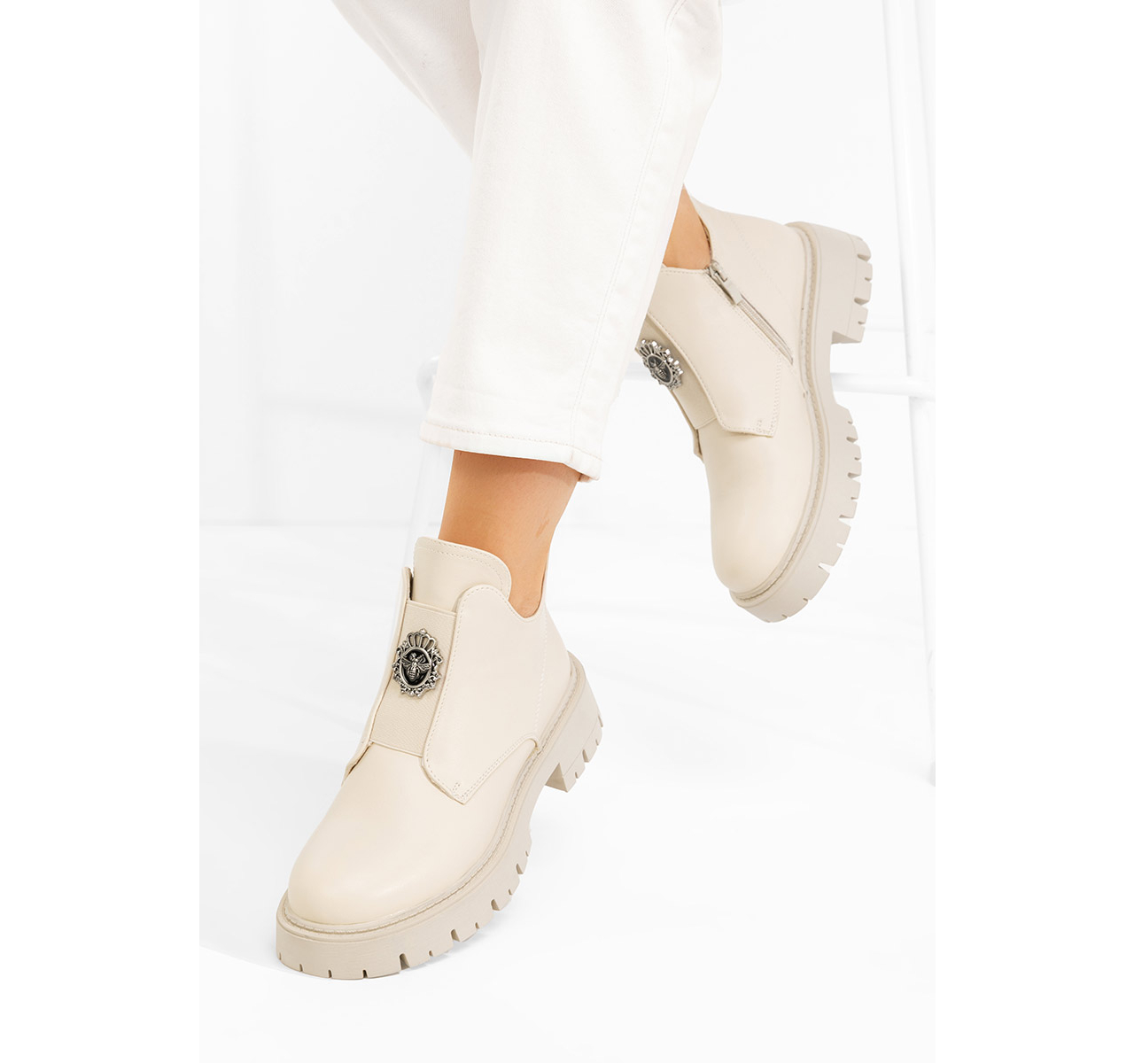 Zapatos - Ghete Dama Daviria Bej