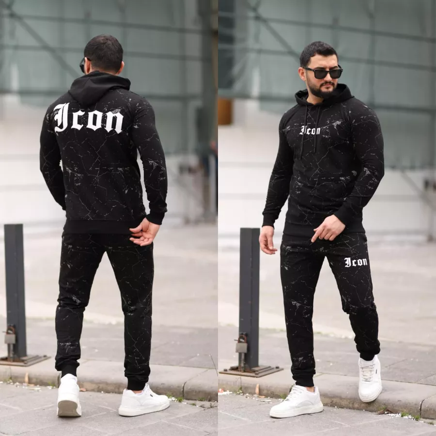 deHaine - Trening Barbati Slim Fit Icon - Negru